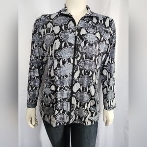 Chico's Navy & Blue Shimmer Athletic Yoga Full Zip-up Jacket Size 2 Large